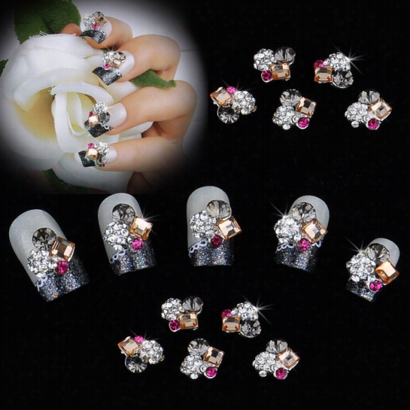 10pcs 3d Nail Art Beautiful Rhinestone With Faux Diamond Diy Decoratiosn