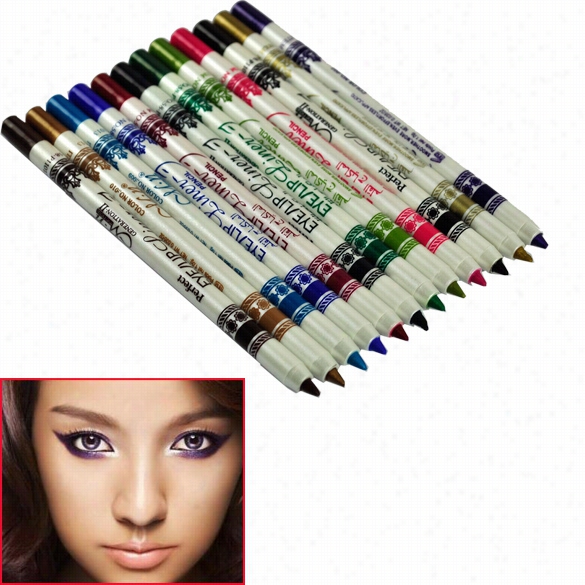 12 Edge  Eyebrow Plastic Glitter Pencil Pen Cosmetic Makuep Set Kit Eyeliner