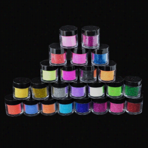 1set Of 24 Color Pro Flocking Powder - Velvet Manicure Nail Art Polish Tips Kit