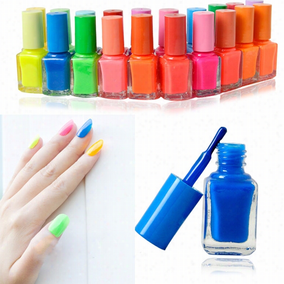 20 Colors 7ml Fluorescent Neon Nail Art Polish Glow In Dark Nail Varnish