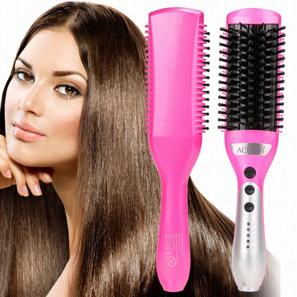 Acevivi 50w Electric Hai R Straightener Dress  Heating Detangling Hai Brush Eu" Us" Uk Plug