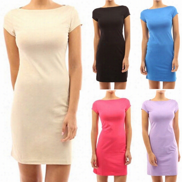 Acevog Fashion Women's Stylish Boat Neck Brittle Sleeve Bodycon Dresss