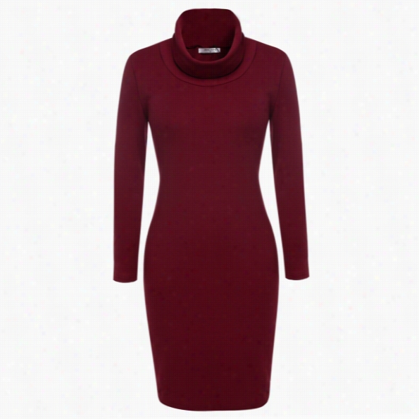 Angvns Women Fashioncasual Sli Mcowl Neck Long Sleeve Knit Bodycon Dre$s