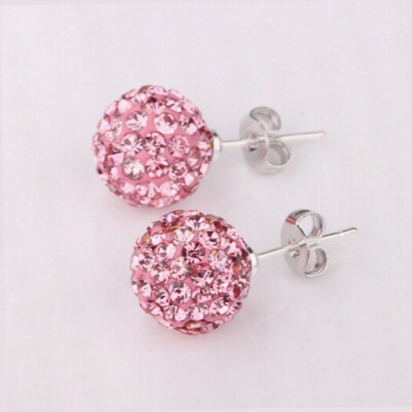 E020nickle Free Factory  Price Ftee Shipping Wholesale Fashion Silvrr Crystal Earrings Shamb Alla Jewels For Women