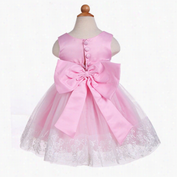 Fashion Baby Girls Sleeveless O-neck Richly Waist Party Dress Bow Ball Gown Flower Girl Adjust