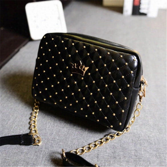 Fashion Candy Color Womeb's Artificial Leather Rivet Chain Embossed Messenger Bags Satchel Shoulder&quoot;hand Bag