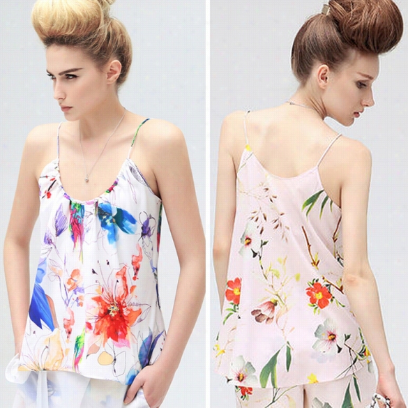 Fas Hion Ladies Women Strap Floral Vest Looes Casual Beach Chiffon Camisole Tank Topss