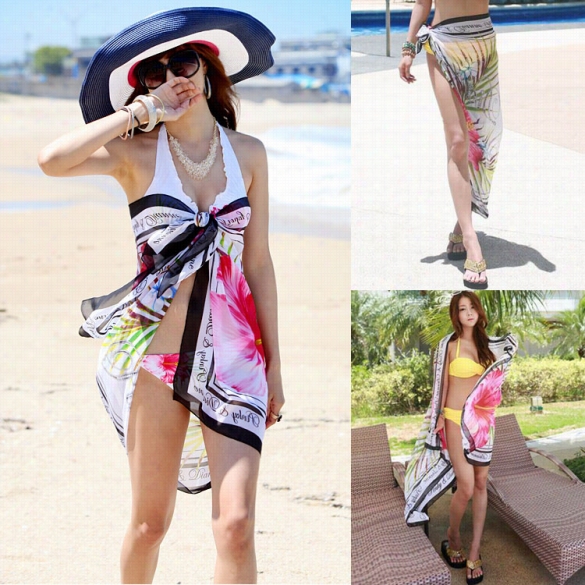 Fashion Lady Women's Sexy Chiffon Printed Beach Scarf Cover-up Sarong Swmi Wraps Shawl