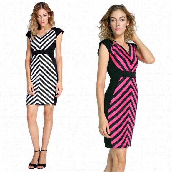 Fashion New Bandage Bodyco Sstriped Pencil Dress Women Be Wasted To Work Mermakd Trendy