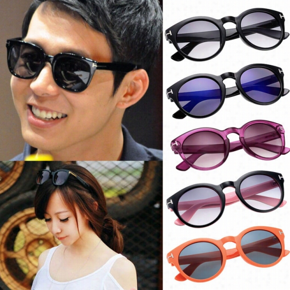 Fas Hion Unisex Vintage Style Sunglasses Round Frame Big Lens Eyewear Shades Glasses