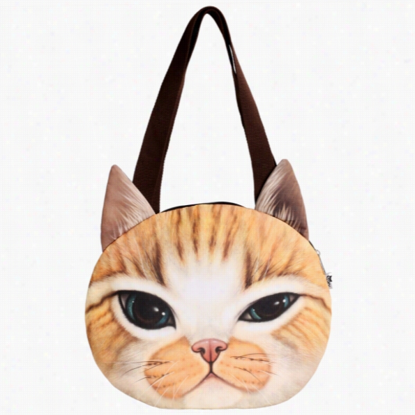 Finejo Fashion Women Cat Head Print Shouder Bag Tote Clutch Handabg Purse