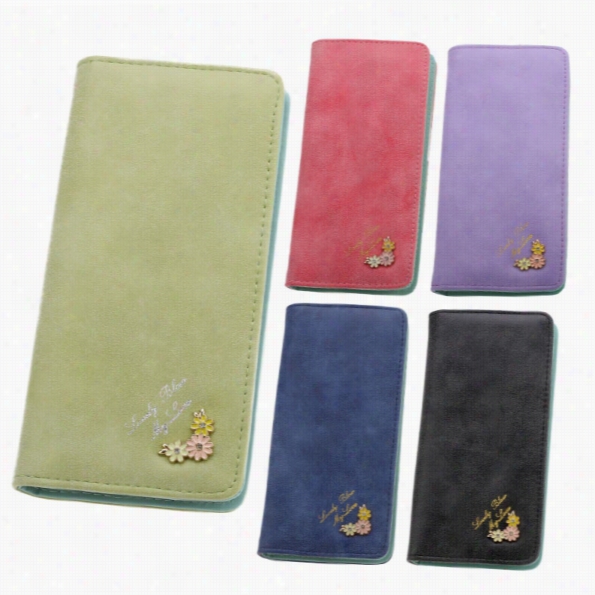 High Quality Hot Fashion Women Flower Ornament Candy Colors Wallet Frosted Purs Es