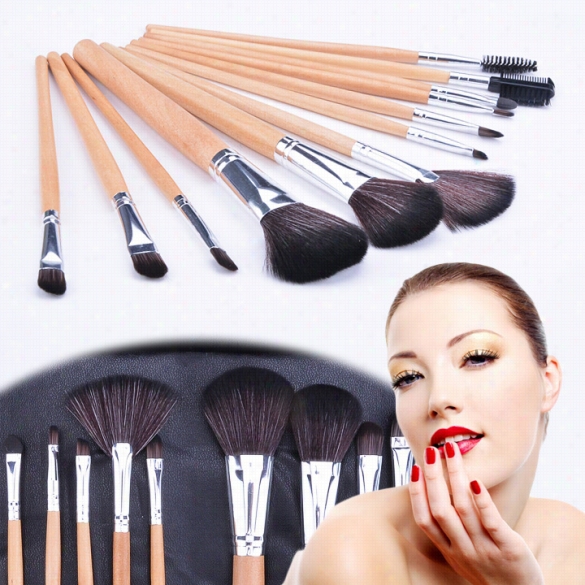 Hot 12 Pcs Makeup Brush Set   Cosmetic Tool Leopard Bag Beauty Brushes