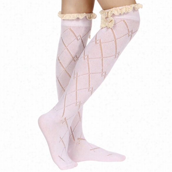 Hot European Style Women Sweet Lace Bowknot Spring Autun Winter Ovr Knee Socks