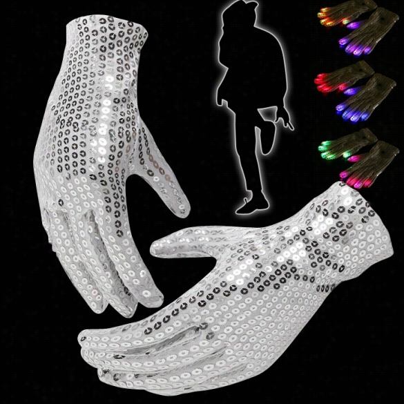 Led Rave Flashing Seuins Gloves Brightness 7 Mode Lignt Up Fing Er Lighting