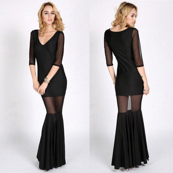 Long Dress New Fashion S Exy Dove Tail Lace Dress Perspective Nightclub Get  Maxi Praty Bodycon Dress