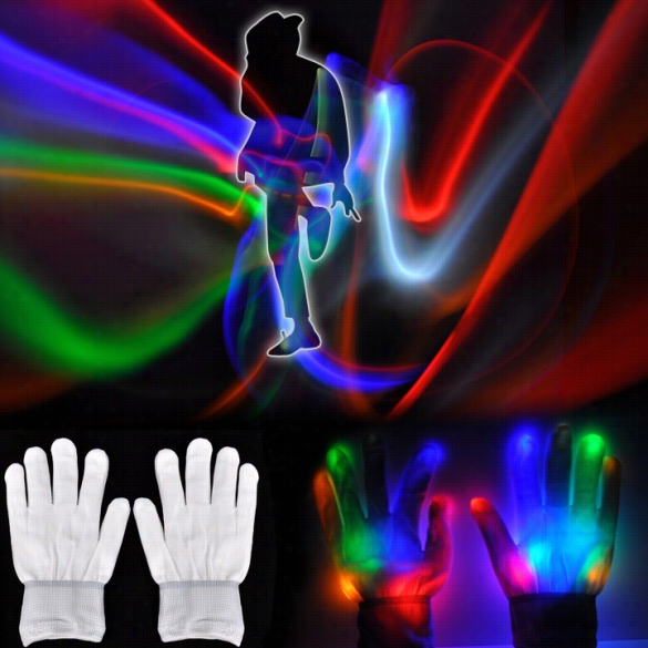 Magic Mitts Led Optica1 Fiber Gloves Multicolor Raver Party Dance Flaging Gloves White