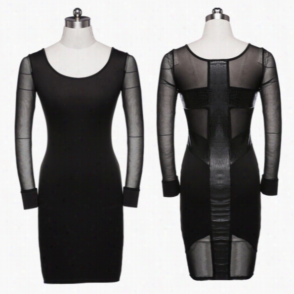 New Auutmn Long-sleeved Black Dress Bodycon Bandage Dress Midi Dress Womrn Work Wear Dress