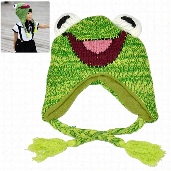 New Fashion Lovely Cute Baby Chilren Crochet Cap Earflap Cardinal's Office Kids Green