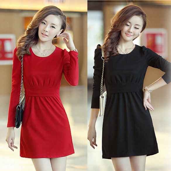 New Fashion Women Fashion Korean Style Long Sleeve Slim Short Dress 2 Colrs