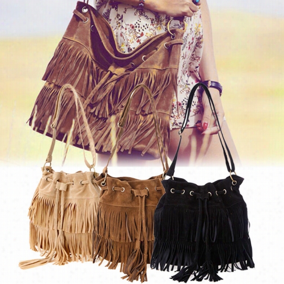 New Fashio N Women's Faux Suede Fringe Tassels Cross-body Bag Shoulder Bag Handbags