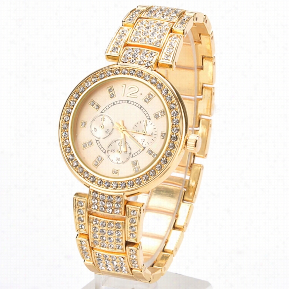 New Gold Silver Ladies Casual Luxury Dress Of Quartz Crystal Wristwatch Rhinestone Watches