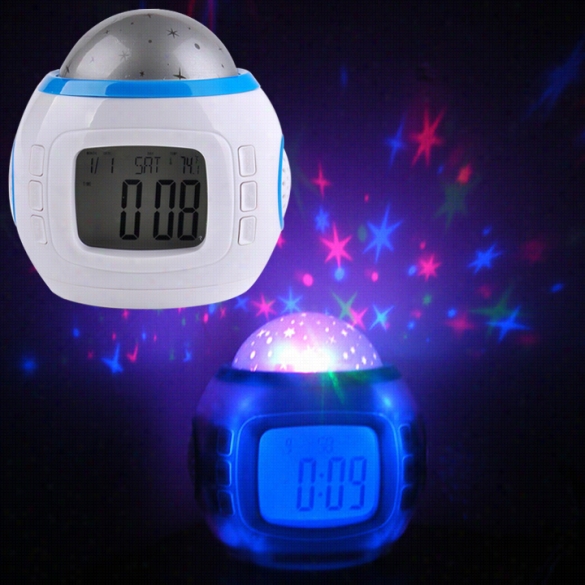 New Music Alarm Clock Witn Calendar Thermometer Star Firmament Projection Thermometer