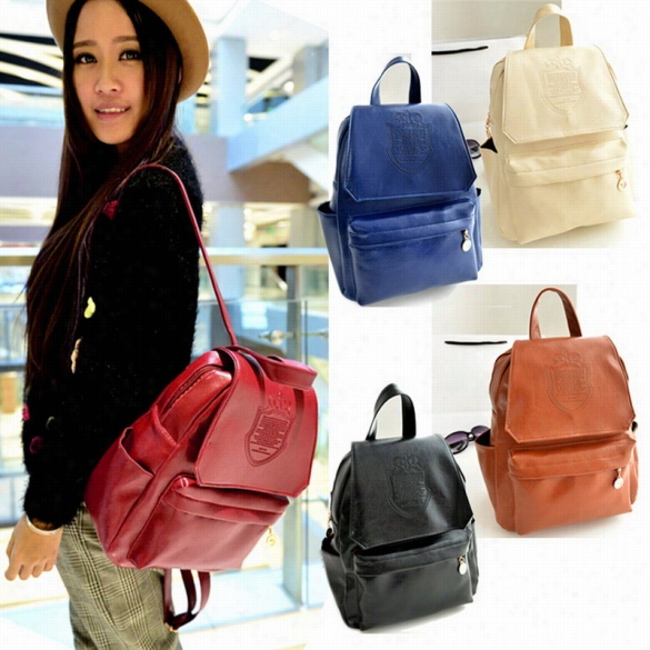 New Stylish European Style Lady Women Synthetic Leather  Backpack Baf 5 Colors