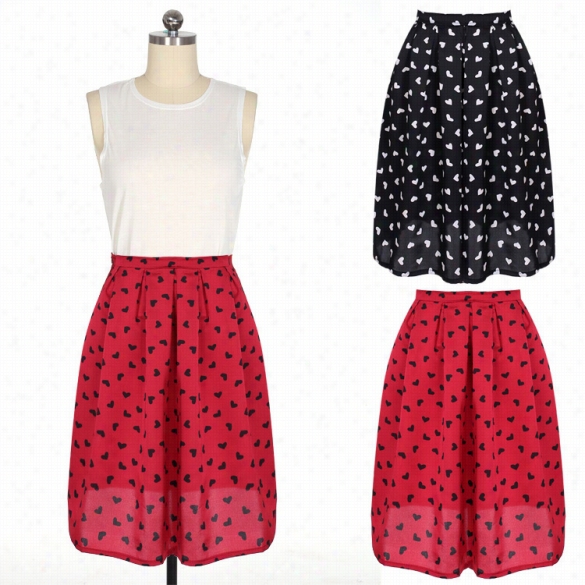 New Stylish Ladies  Women Autumn Summer Casual Heart Print Sexy Skirt