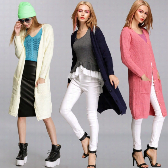 Unaccustomed Women Fashion Sopid Long Casual Cardian Long Coat Knitwear Sweater