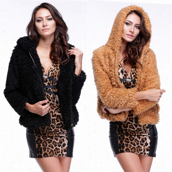 New Women Winter Fulffy Curly Fur Crew European St Yle Neck Zipler Jacket Coat