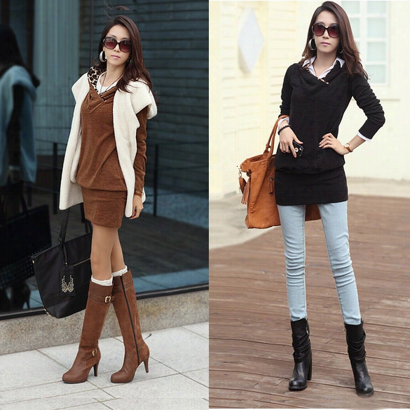 New Women's Casual Long Ssleeve Hooded Pack Hip Skirts T-shirt Ress