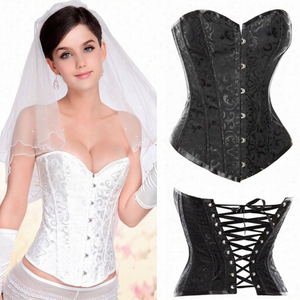 Stylish Ladies Vintage Lace Up Linge Rie Corsset Bustier Tapdstry Overbust Shaper Corset + T-string