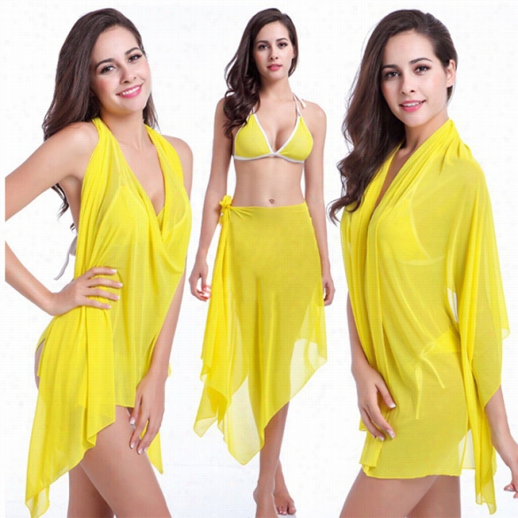 Sthlish Lady Womenn People Of ~ New Style Mesh Changeable Towel Irregular Dress Swimwear