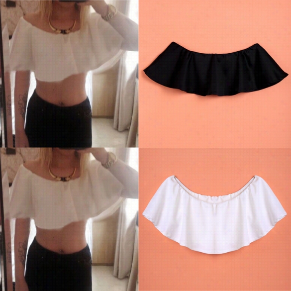 Stylish  Lady Women Sexy Ruffles Off-shoulder Shortsleeve Short Casual Club Rop Tops