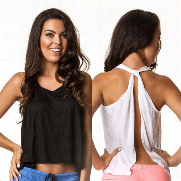 Stylish Lady Women Sexy Sleeveless Tank Tops Backless  Back Split Casual Club Blouse