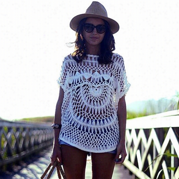 Stylish New Fashion Lady Women Crochet Batwing Sleeve Crew Neck Top Blouse