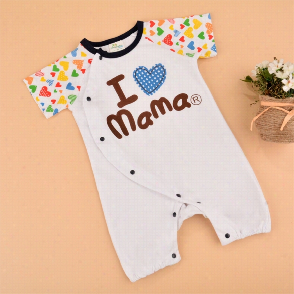 Summer Baby Boys And Girls C Hildren's Kids Love Mom And Dad Overalle Jumpsuit