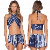 New Fashion Women Sexy Bandage Print Off Shoulder Crop Top and Shorts Two Piece Set