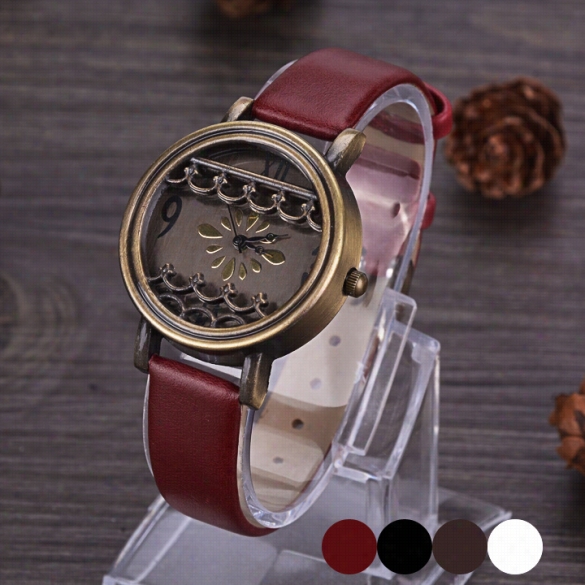Women Hot New Synthteic Leather Dress Watches Fenestration Retro Stylel Ady Wrist Watches