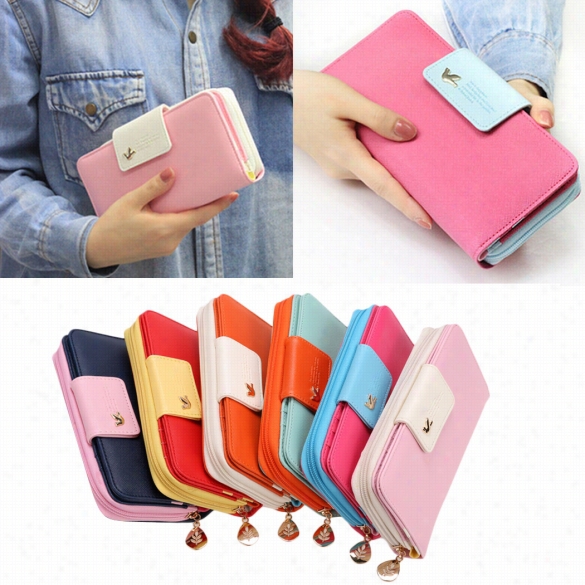 Women Lady Girl S Bird Design Mobile Ba Gcard Holder Clutch Long Purse Wallet