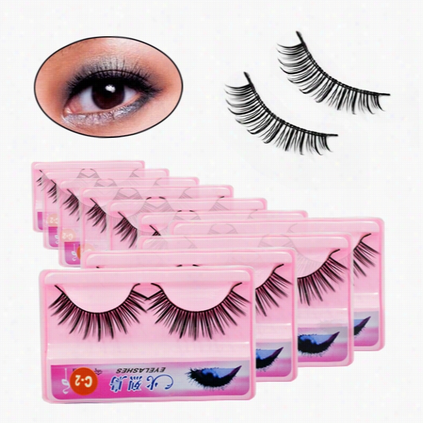 10 Pairs Fascinating Natural Black Long False Eyelashes Lashse Makeup+glue