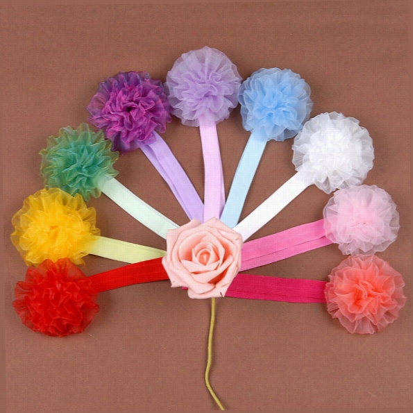 9pcs Cute Flower Lean Elastic Cord Baby Infants Tofdlers Headdress Hair Band