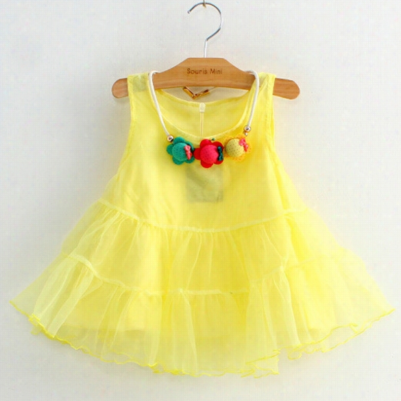 Baby Girl Kid Schildren's Casua O-neck Sleeveless Fancy Tutu Tank Dress