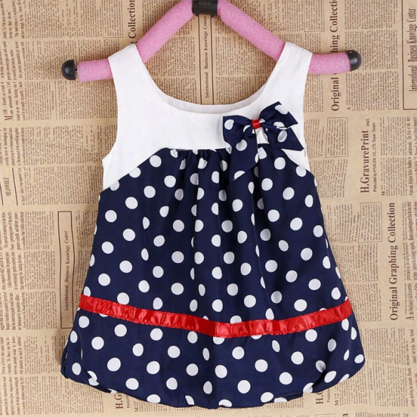 Baby Kids Children's Girls' Styylish Sleeveless Costumes Round Dot Cutd Dress