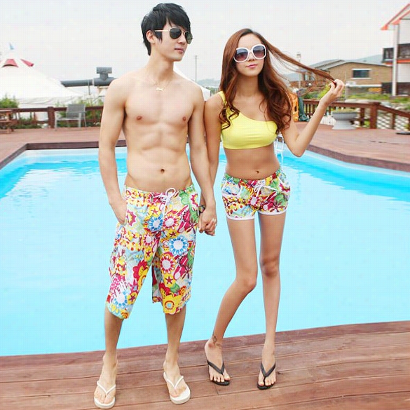 Beach Man Owmenn Short Tights Sunflower Printing Quick-drying Pants Sho Rt Pant Suummer