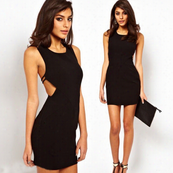 Fashion Laddies Women Sxy Strap Hollow Out Bodycon Package Hip Club Party Pencil Dress