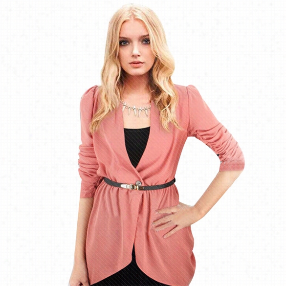 Fashion Ladies Women V-neck Long Sleeve Elastic Waist One Button Split Hem Wind Coat