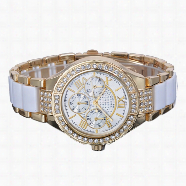 Fashion Lady New Style Crystal Analog Silver Gold Womens Mens Quartz Wrist Watch