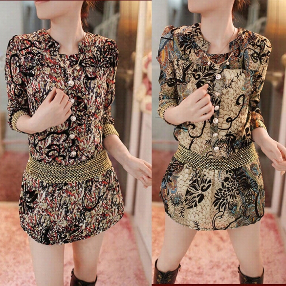 Fashiion Summer Women Long Sleeve Vintage Floral Chifffon Sexy Mini Dress New
